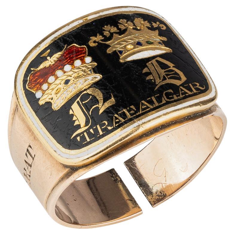 Mourning-Ring aus Gold und Emaille für Lord Nelson von John Salter, England, 1806 im Angebot