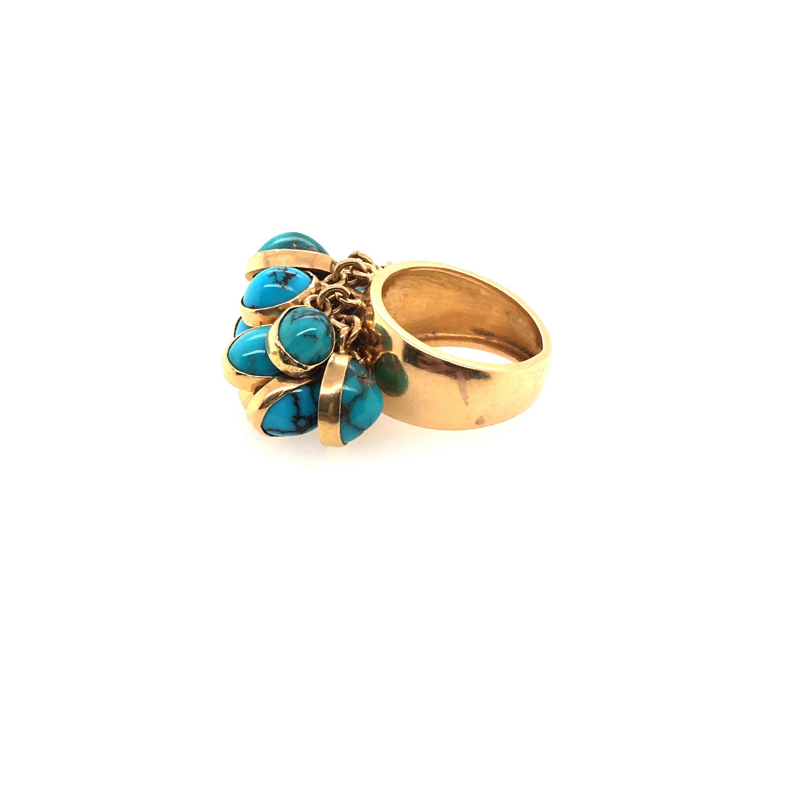 Gold and Turquoise Ring In Excellent Condition In New York, NY