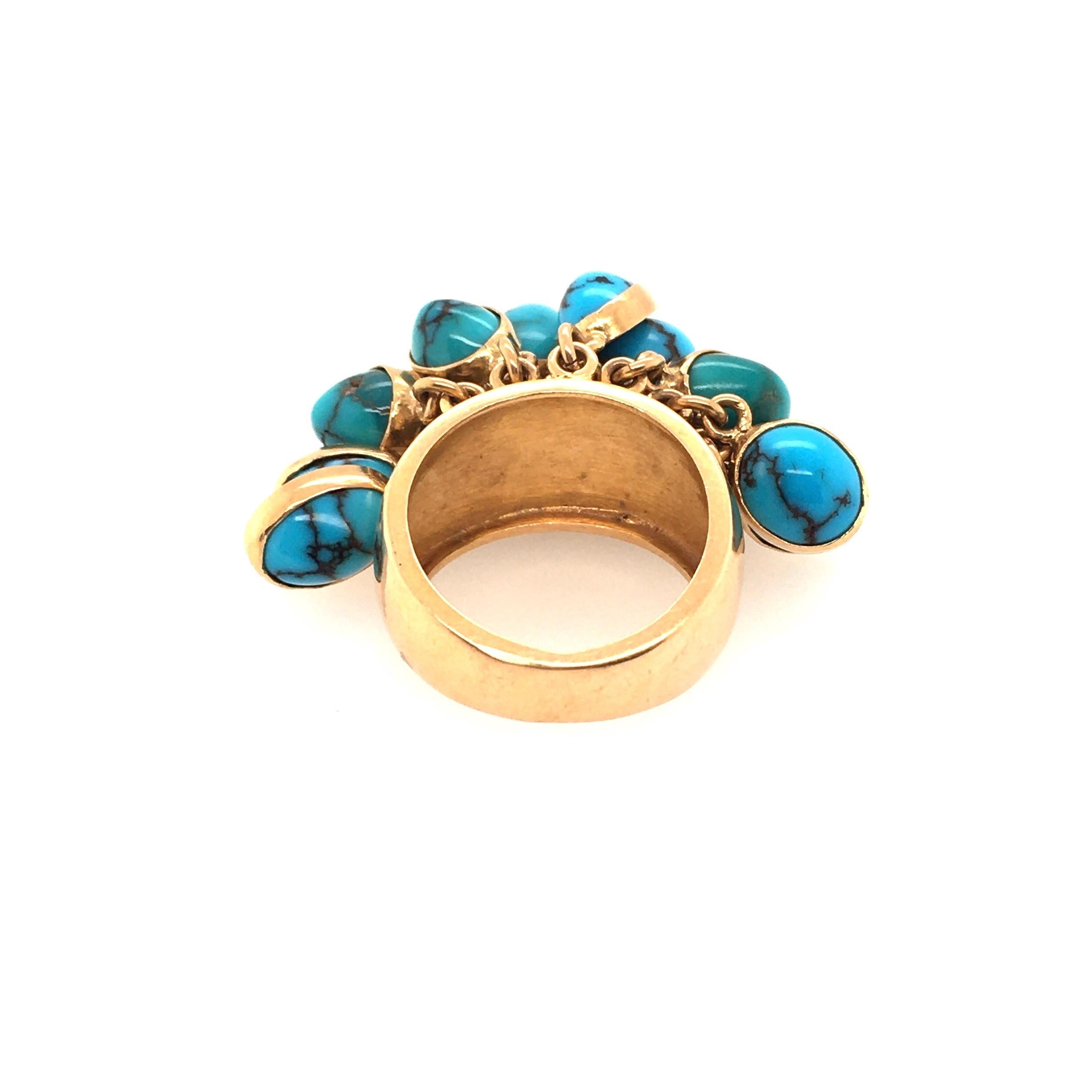 Women's or Men's Gold and Turquoise Ring