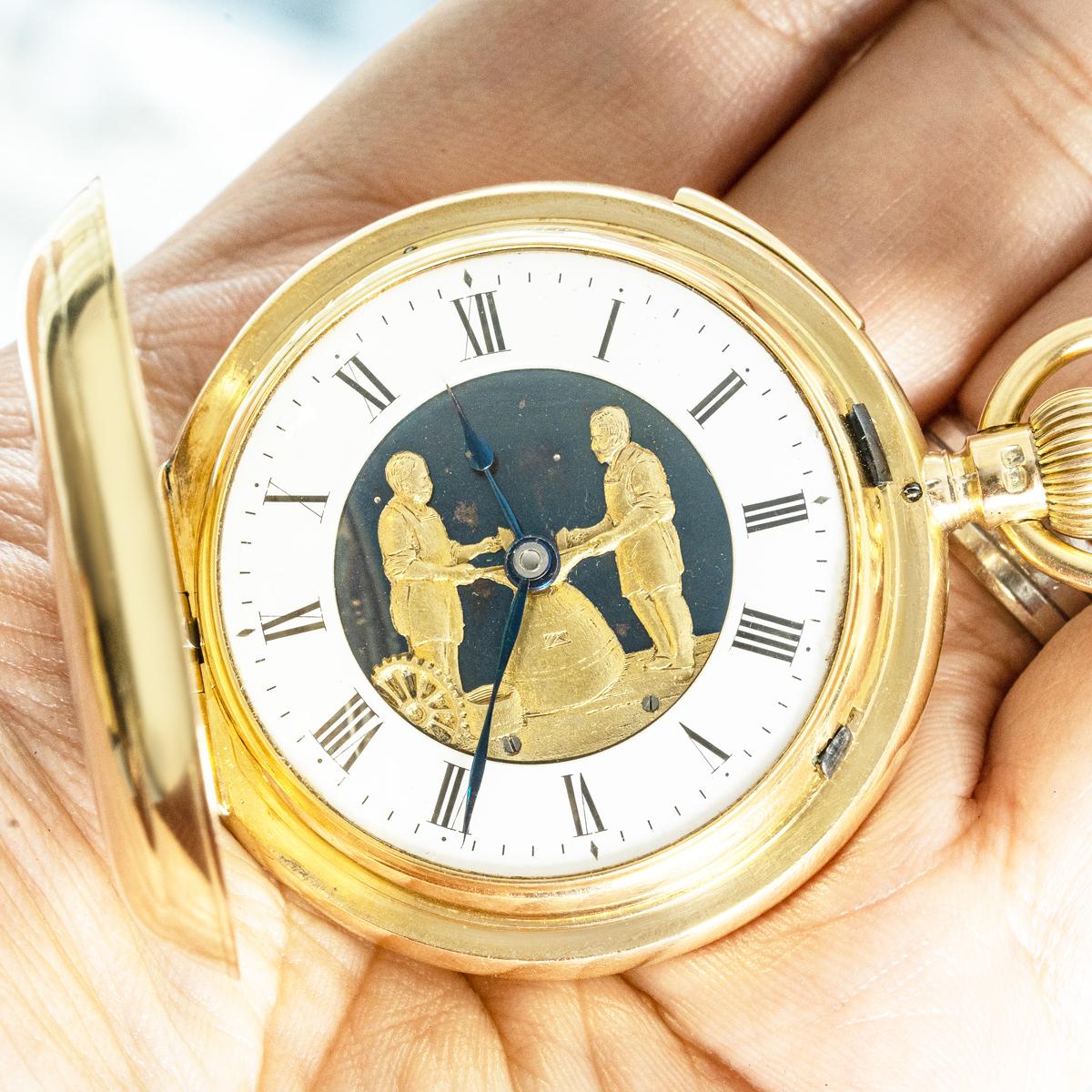 A Gold Automaton Quarter Repeater Hunter Pocket Watch C1896 For Sale 5