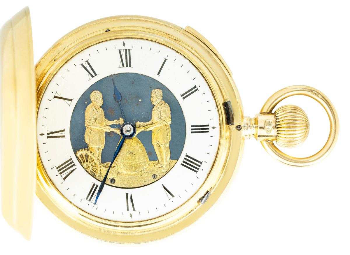 A Gold Automaton Quarter Repeater Hunter Pocket Watch C1896 For Sale