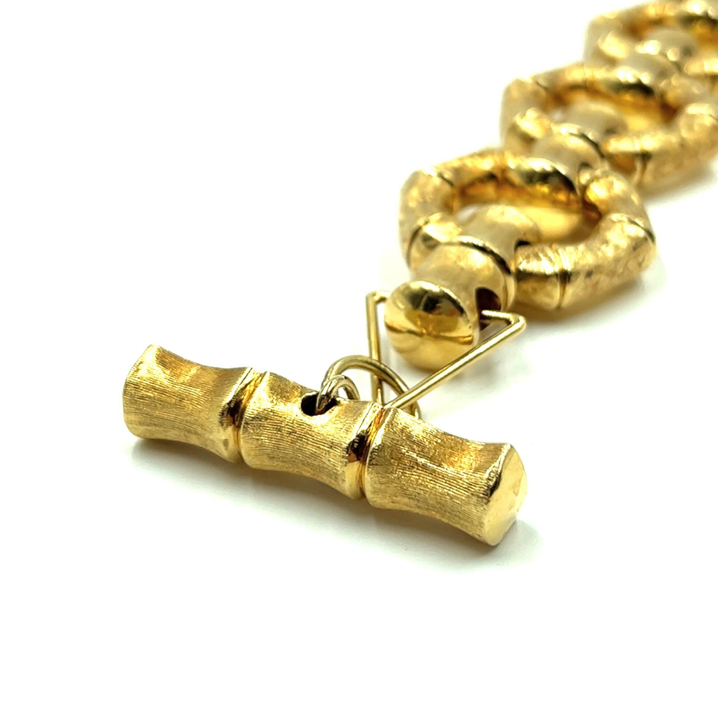 Gold Bamboo Link Bracelet In Good Condition In New York, NY