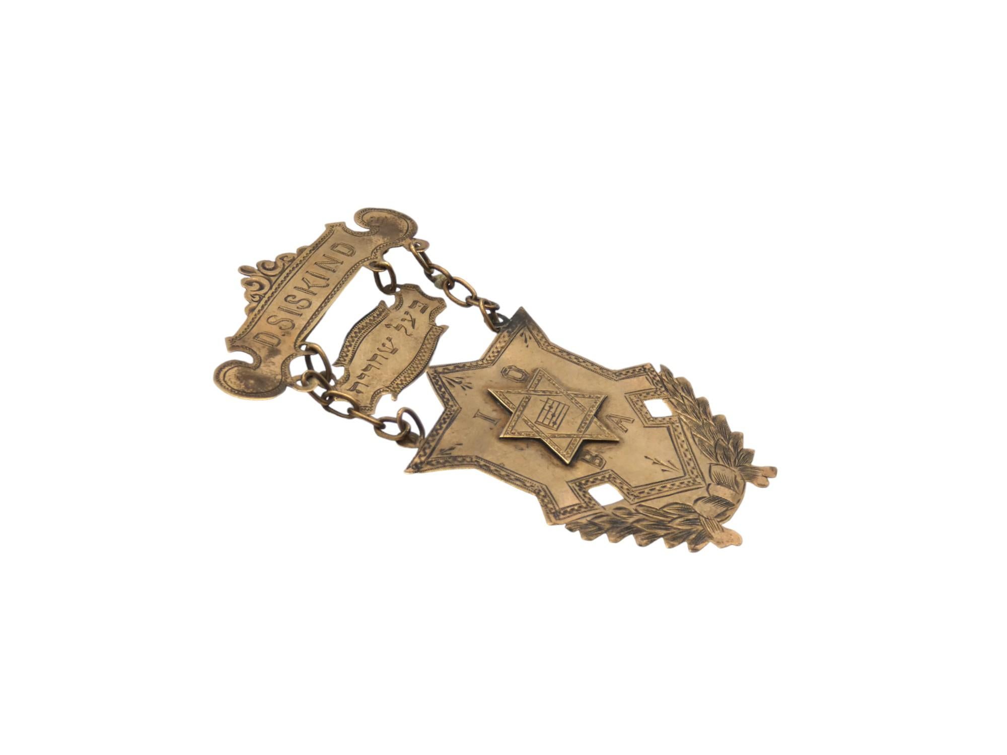 Oro Spilla d'oro da Cantor dell'Ordine Indipendente B'nai Abraham, 1904 in vendita