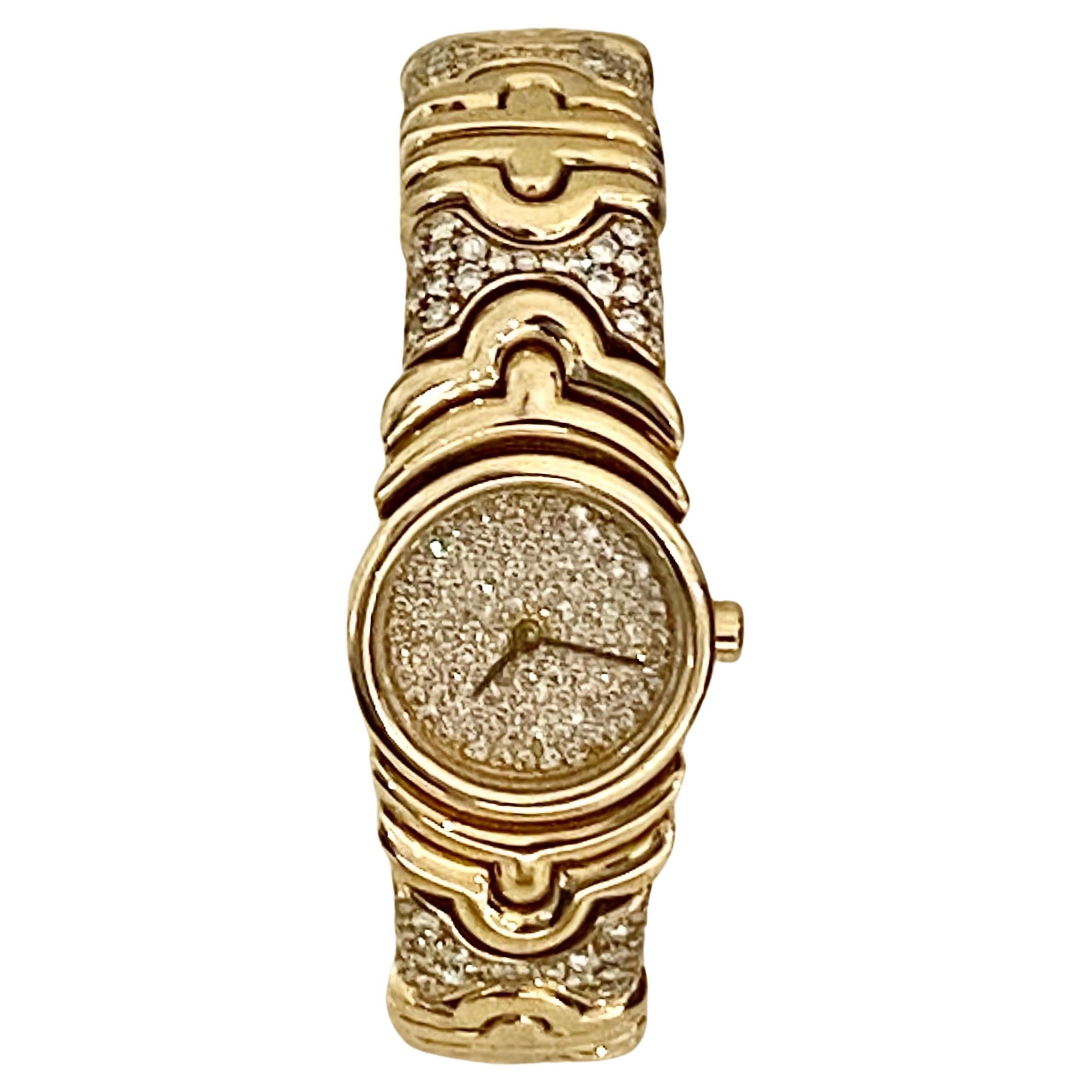 A Gold & Diamond Parentesi watch bracelet & Cuff Bracelet Set by Bulgari 1