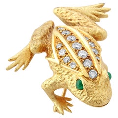 A Gold, Emerald & Diamond Frog Brooch by E Wolfe & Co.
