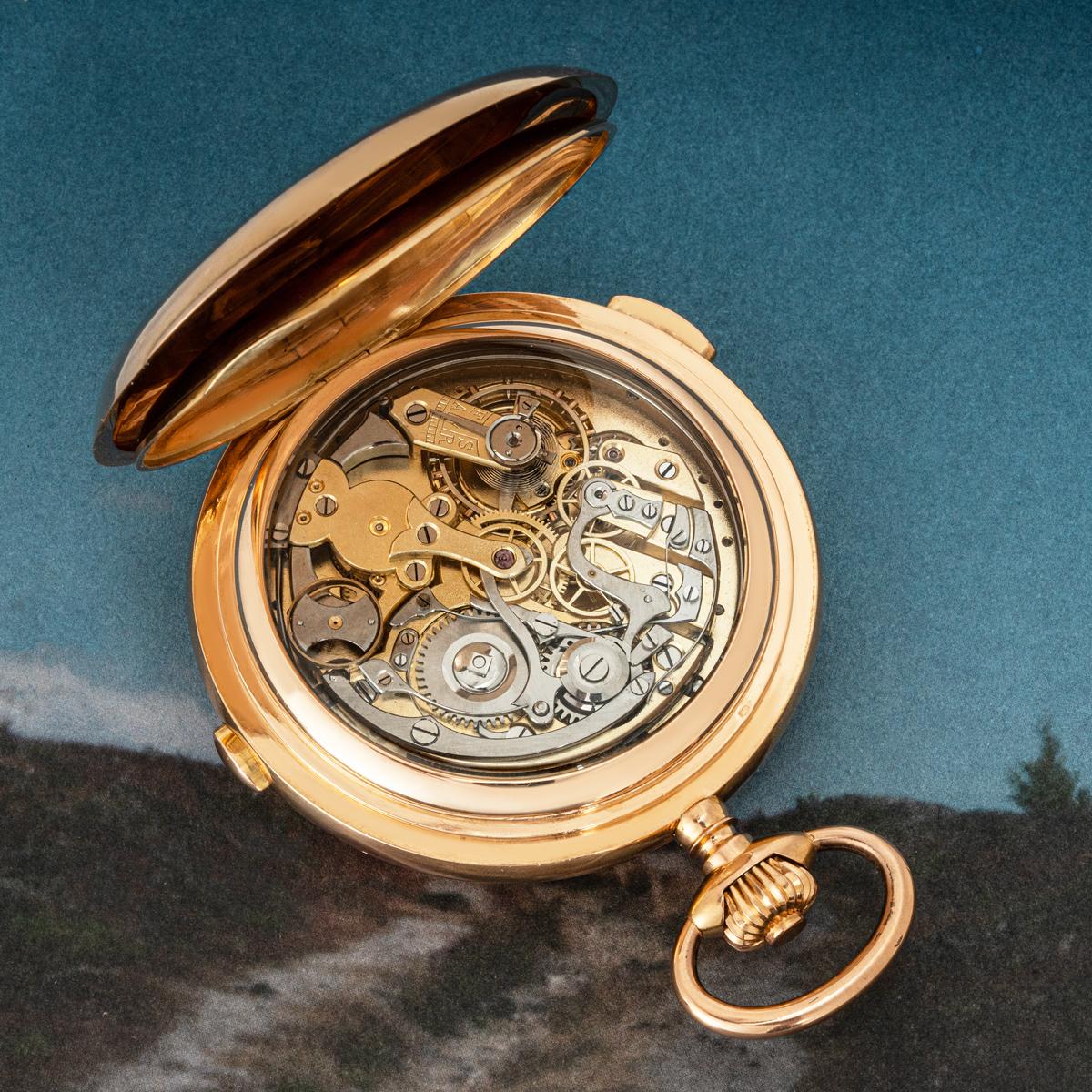 A Gold Full Hunter Calendar Quarter Repeater Chrono Pocket Watch C1890 For Sale 7