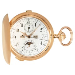 Used A Gold Full Hunter Calendar Quarter Repeater Chrono Pocket Watch C1890