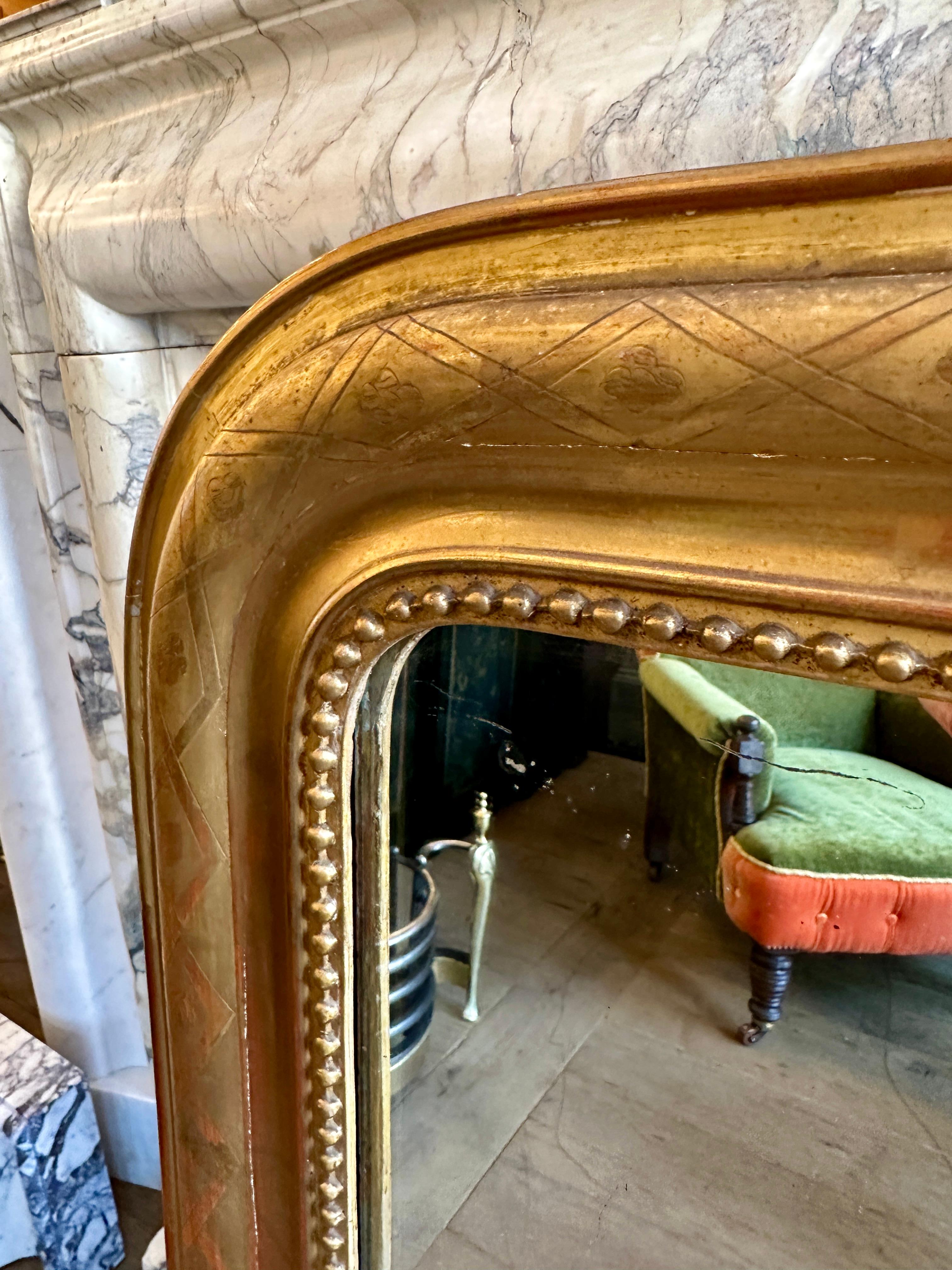 Miroir Antique Louis Philippe en or et doré 2