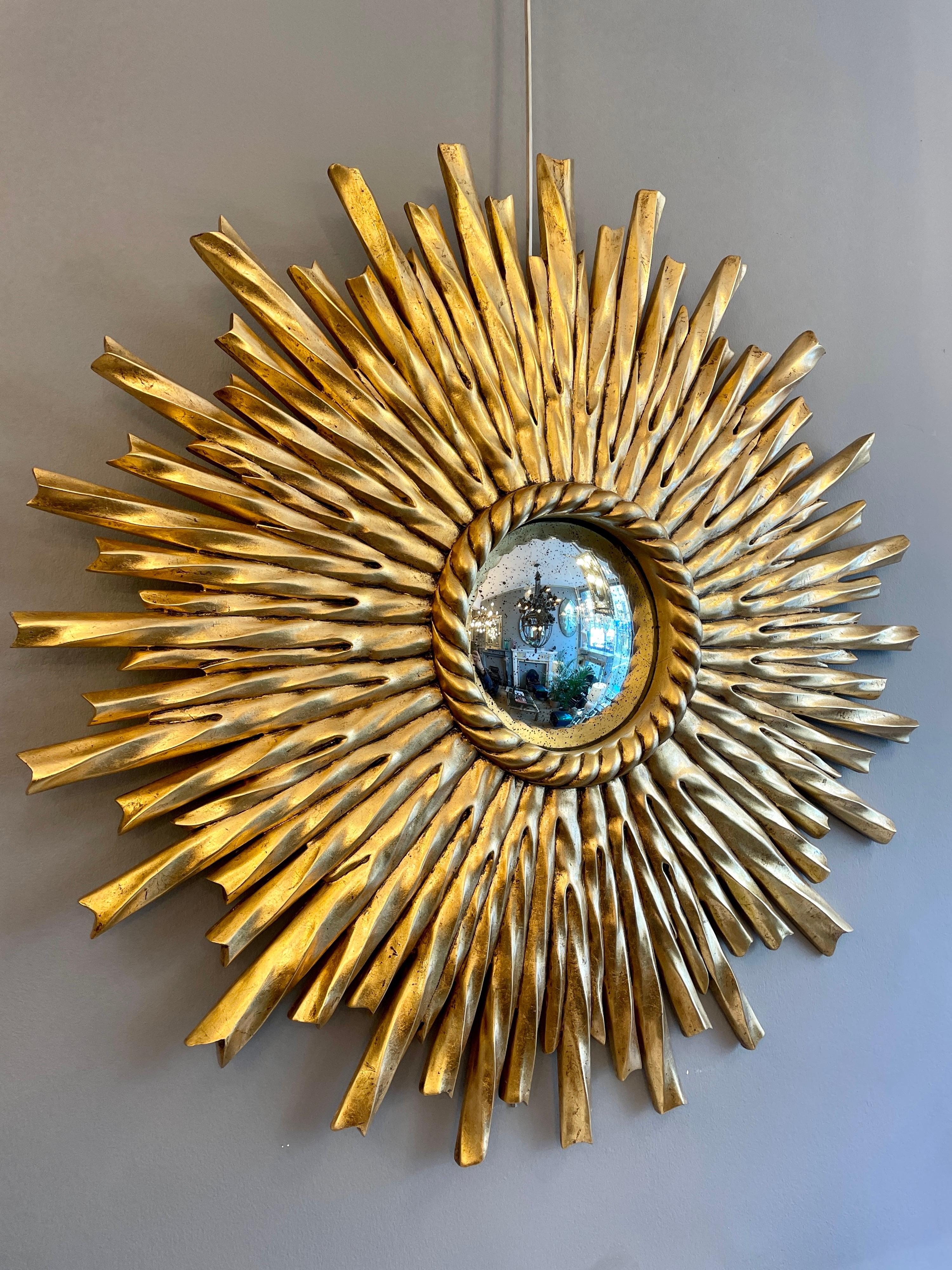 Gold Gilt Sunburst Convex Mirror 2
