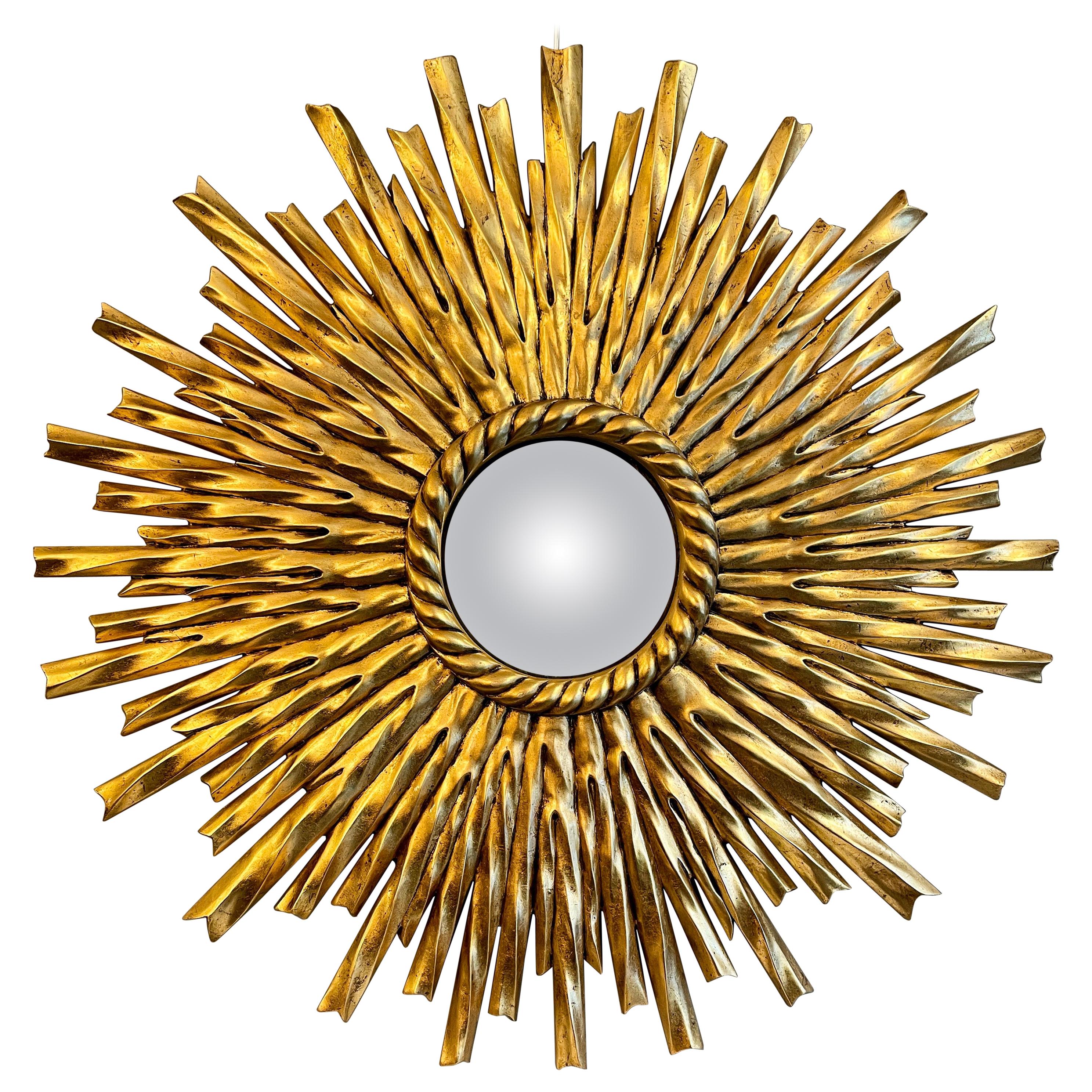 Gold Gilt Sunburst Convex Mirror