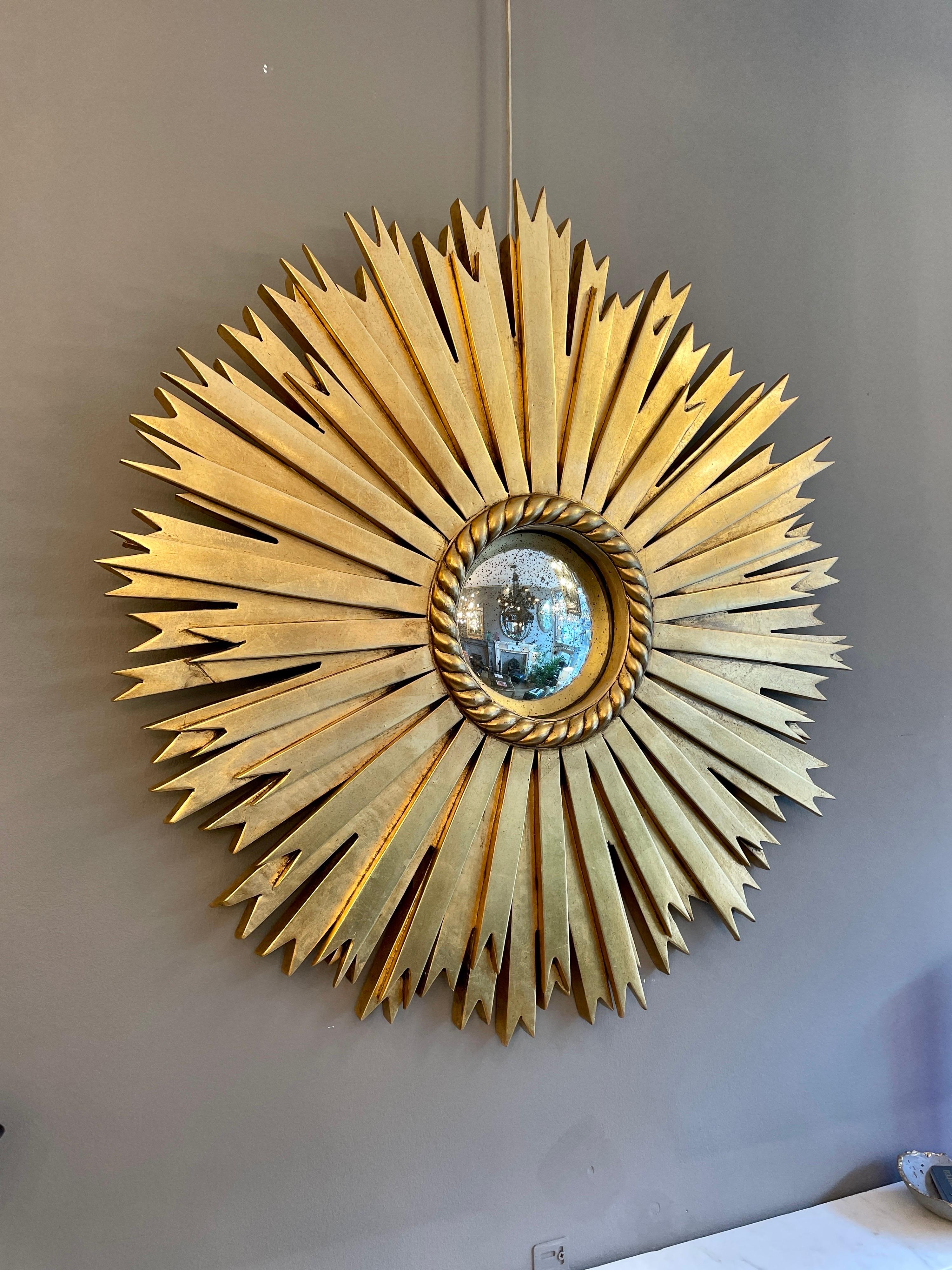 Contemporary Gold Gilt Sunburst Mirror For Sale