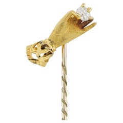 Gold Hand and Diamond Stick-Pin