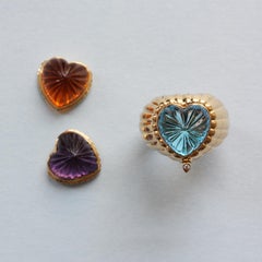 Gold Hear Shaped Ring Amethyst, Citrine or Blue Topaz