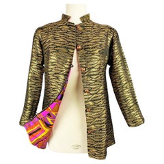A Gold lamé and taffeta printed Modernist evening jacket -France Circa 1970-1980