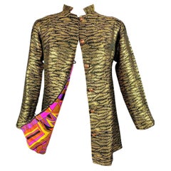 A Gold lamé and taffeta printed Modernist evening jacket -France Circa 1970-1980