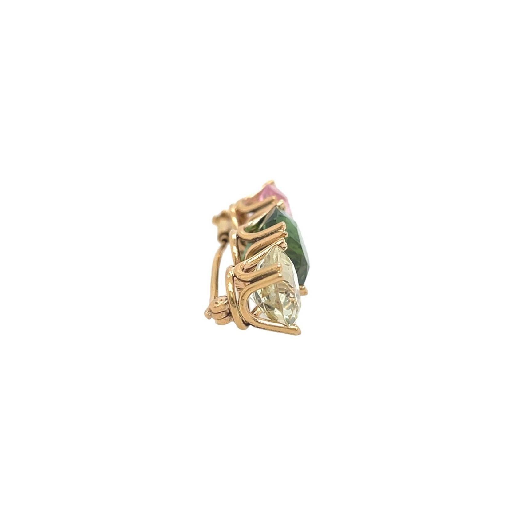 A Gold, Light Yellow Sapphire, Green Tourmaline and Pink Tourmaline Brooch In Excellent Condition In New York, NY