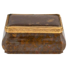 Antique A Gold Mounted Moss Agate Snuff Box
