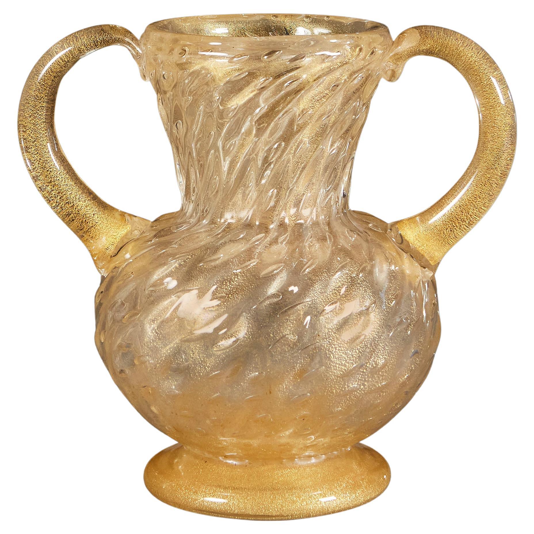 Murano Gold Speckled Glass Vase For Sale at 1stDibs gold speckled vase
