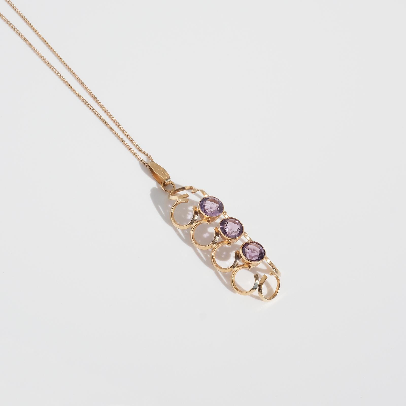 Gold Necklace with Mounted Amethysts by Einar Ailio in 1995 For Sale 4