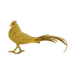 Vintage A Gold Pheasant Brooch