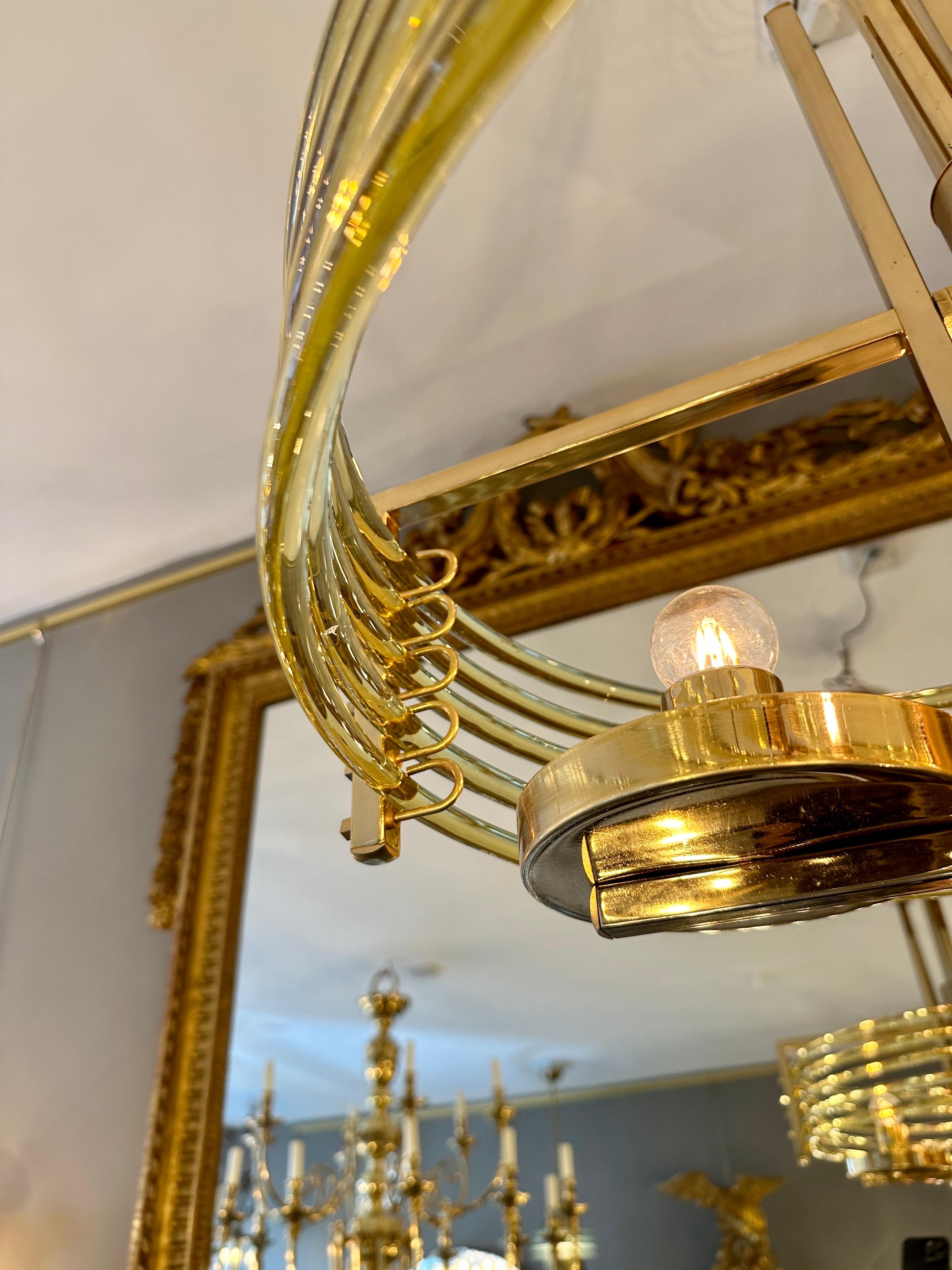 A Gold Plated And Murano Glass Italian Sciolari Chandelier  For Sale 5