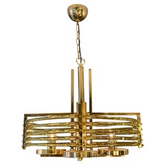 Un lampadario italiano Sciolari placcato in oro e vetro di Murano