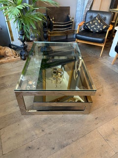 A Gold Plated Two Tier "G" Coffee Table By Belgo Chrome