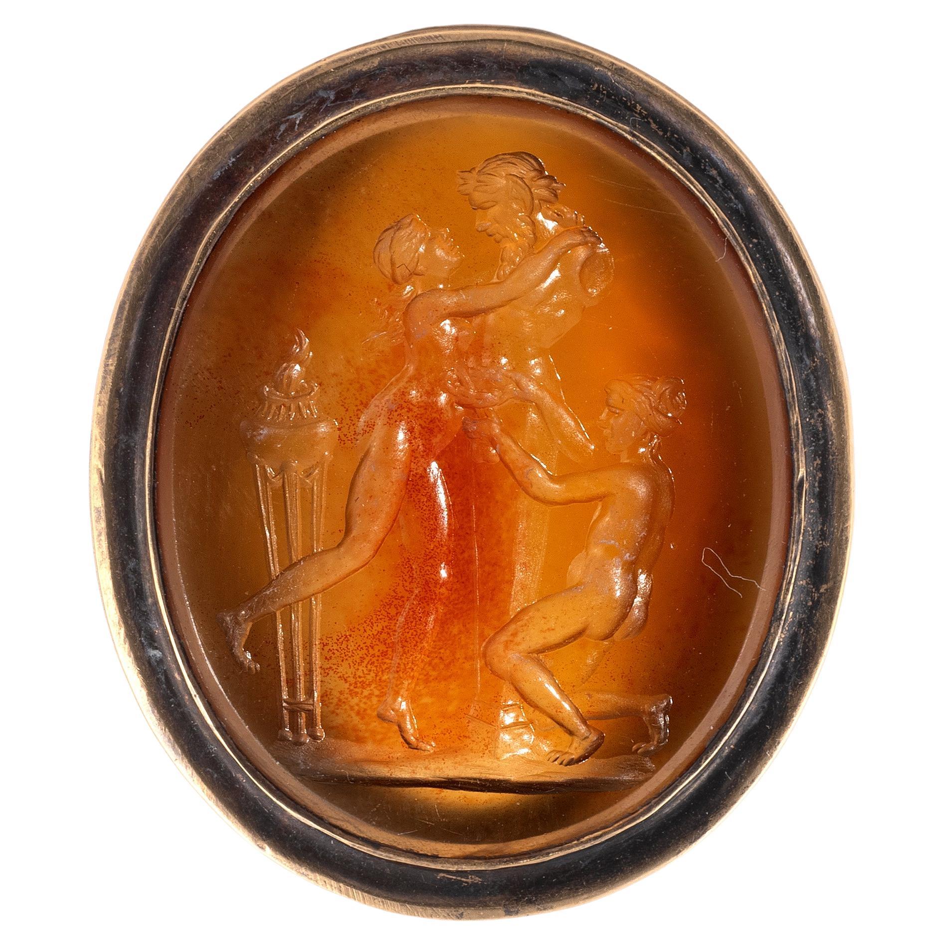 A Gold Ring With Carnelian Intaglio By Giovanni Pichler Circa 1780 For Sale