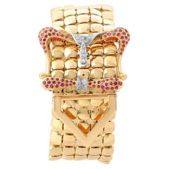 Vintage Gold, Ruby & Diamond Buckle Bracelet