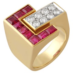 Gold, Ruby & Diamond Cocktail Ring