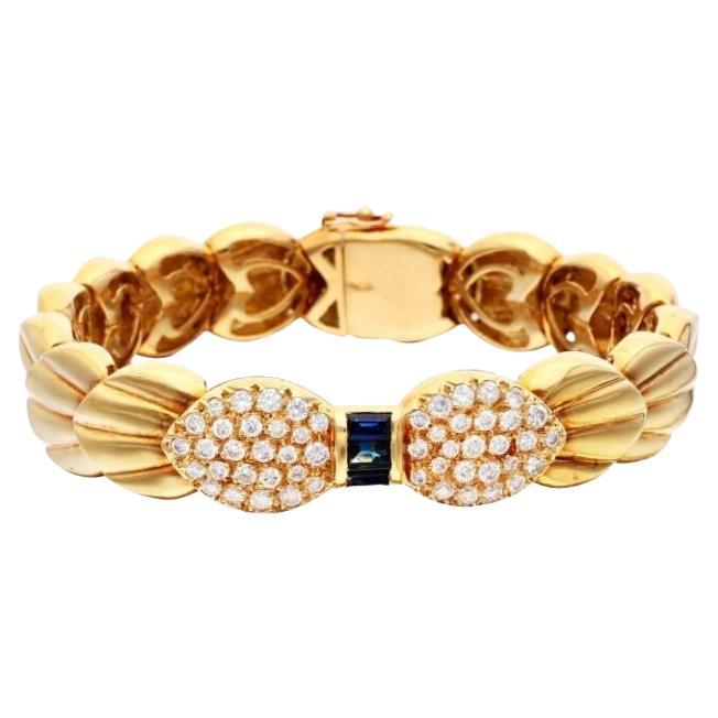 A Gold, Sapphire and Diamond Bracelet  For Sale