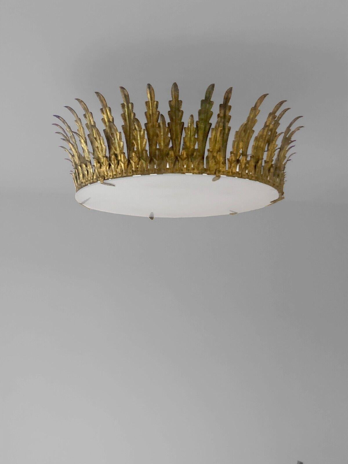 A NEO-CLASSICAL ART-DECO CROWN CEILING LAMP by MAISON BAGUES, France 1930 For Sale 3