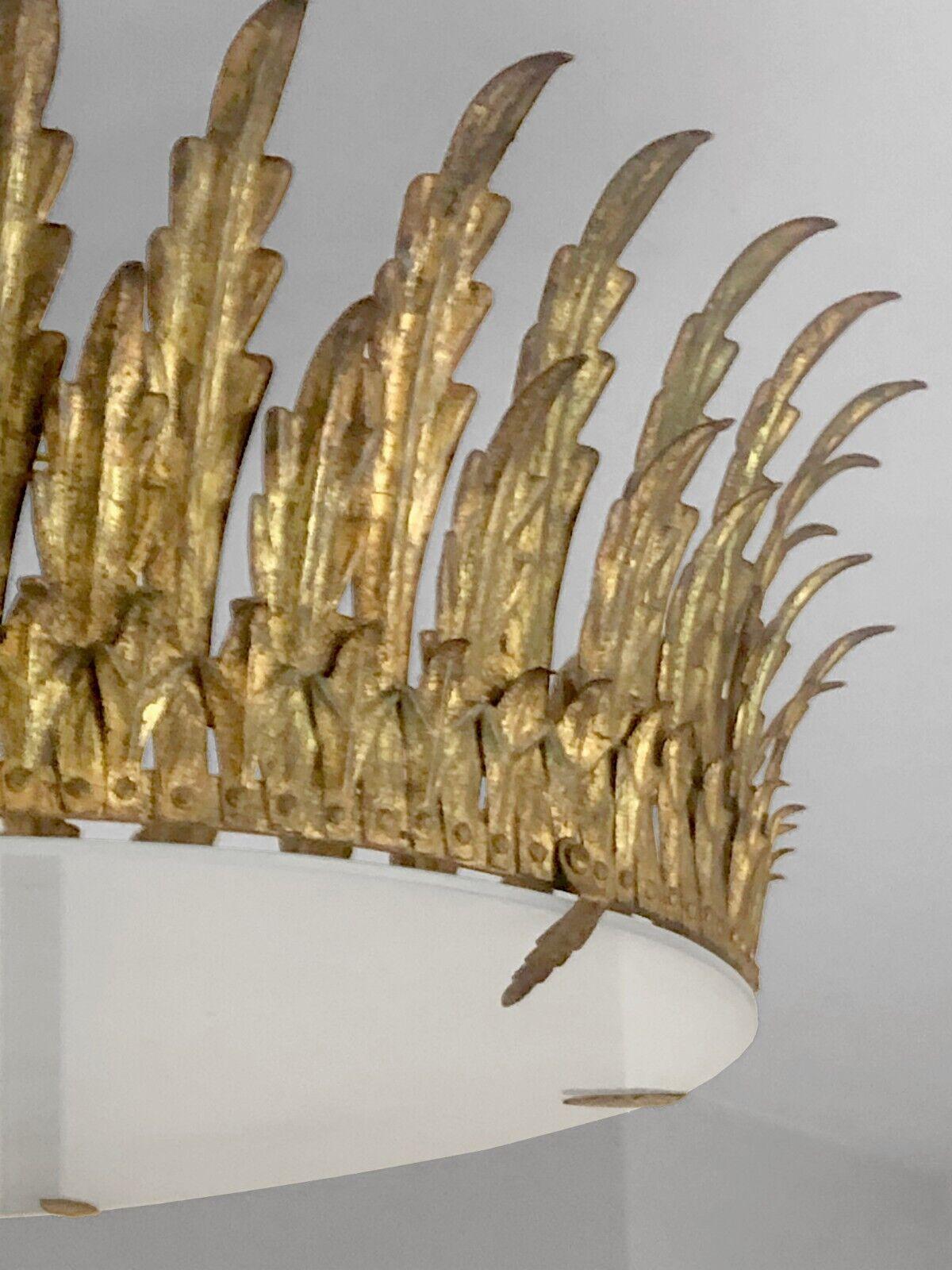 A NEO-CLASSICAL ART-DECO CROWN CEILING LAMP by MAISON BAGUES, France 1930 In Good Condition In PARIS, FR