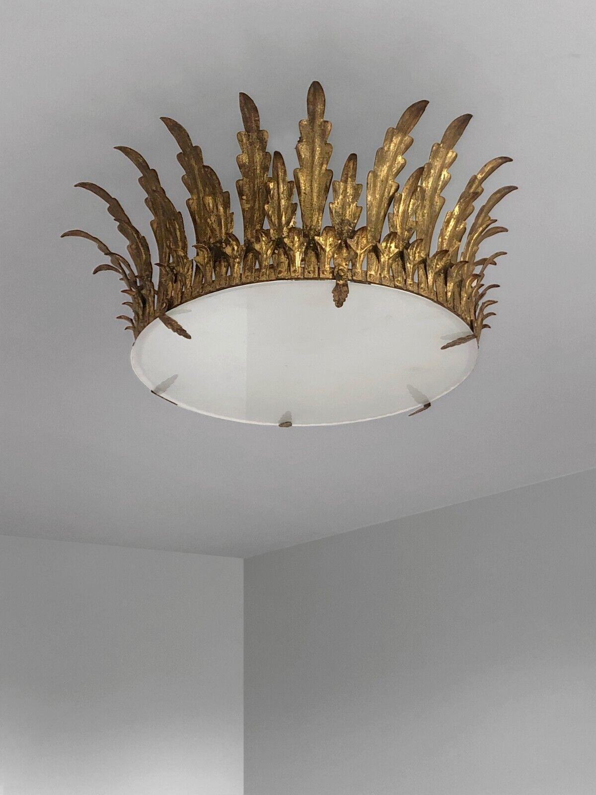 Mid-20th Century A NEO-CLASSICAL ART-DECO CROWN CEILING LAMP by MAISON BAGUES, France 1930 For Sale