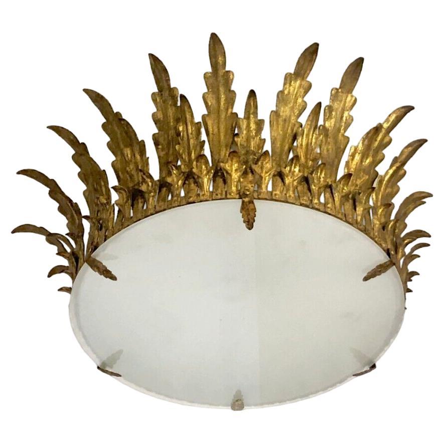 A NEO-CLASSICAL ART-DECO CROWN CEILING LAMP by MAISON BAGUES, France 1930 For Sale