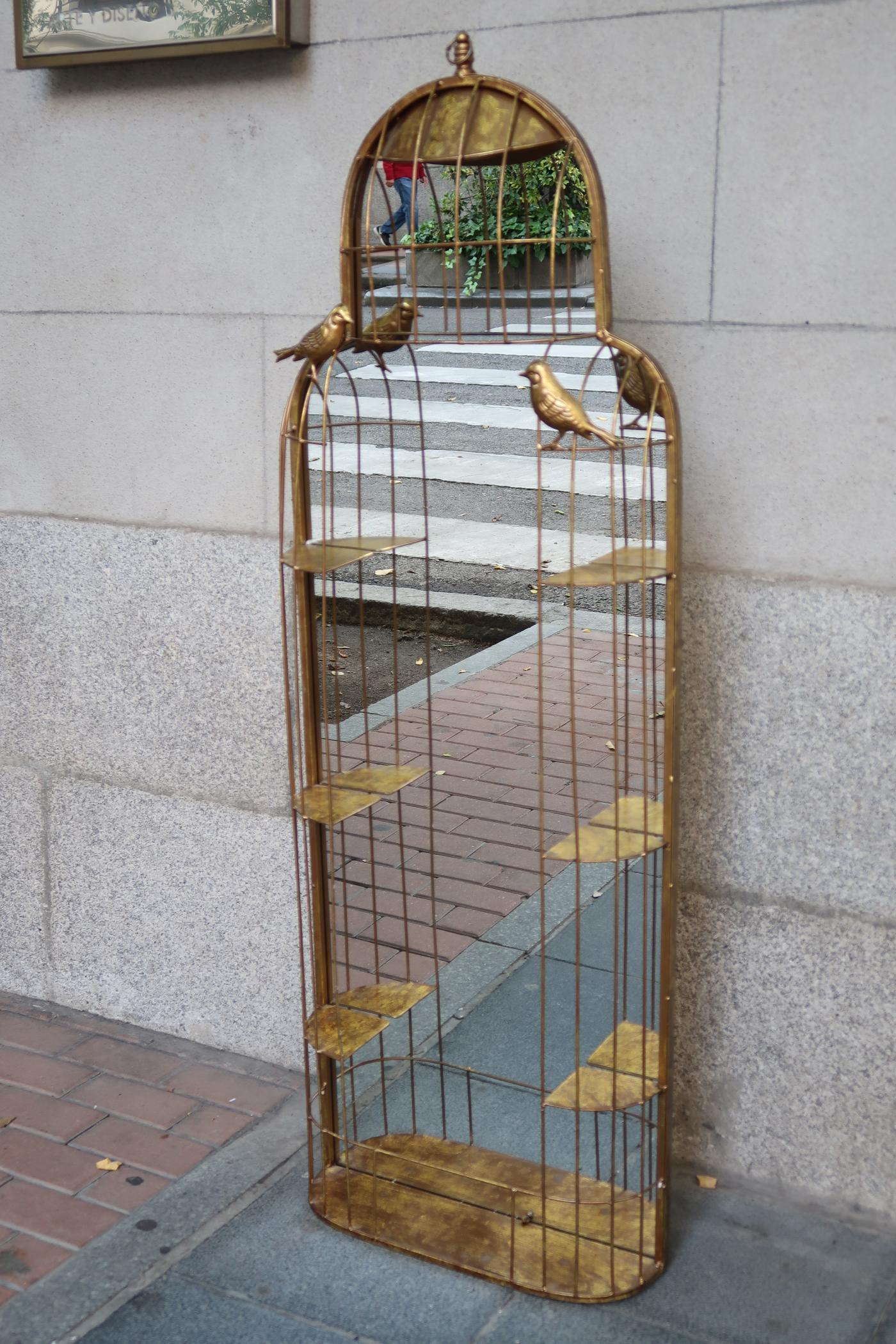 Golden Metal Birds Modern English Wall Mirror, 1990 For Sale 2
