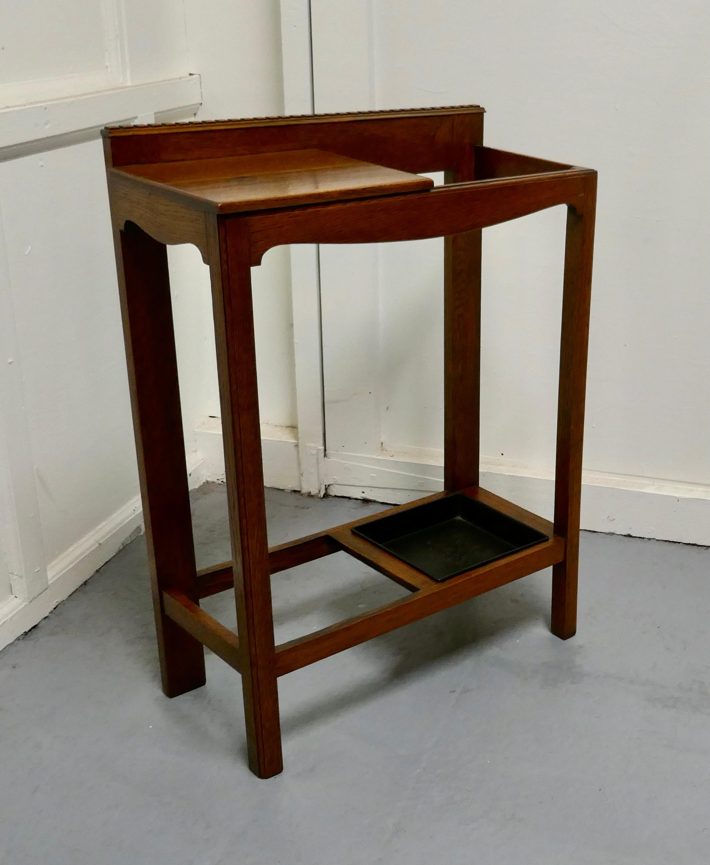 Arts and Crafts Golden Oak Hall Table Stick Stand For Sale
