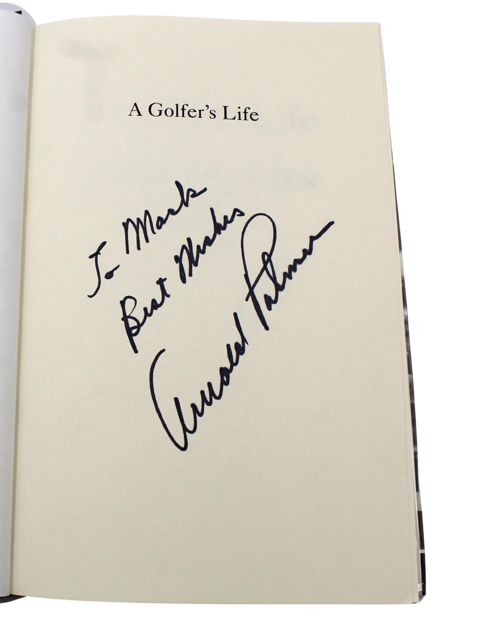 Palmer, Arnold, with James Dodson. A Golfer’s Life. New York: Ballantine Books, 1999. First edition. Signed and inscribed by Arnold Palmer on the half title pager. In publisher's original maroon and navy hardcover boards with gilt titles to spine