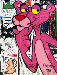 Graffiti Pink Panther Pop Art Cartoon Canvas Painting