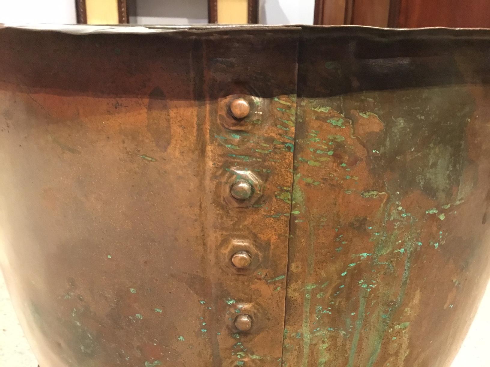 Good 19th Century Patinated Copper Riveted Log Bin 3