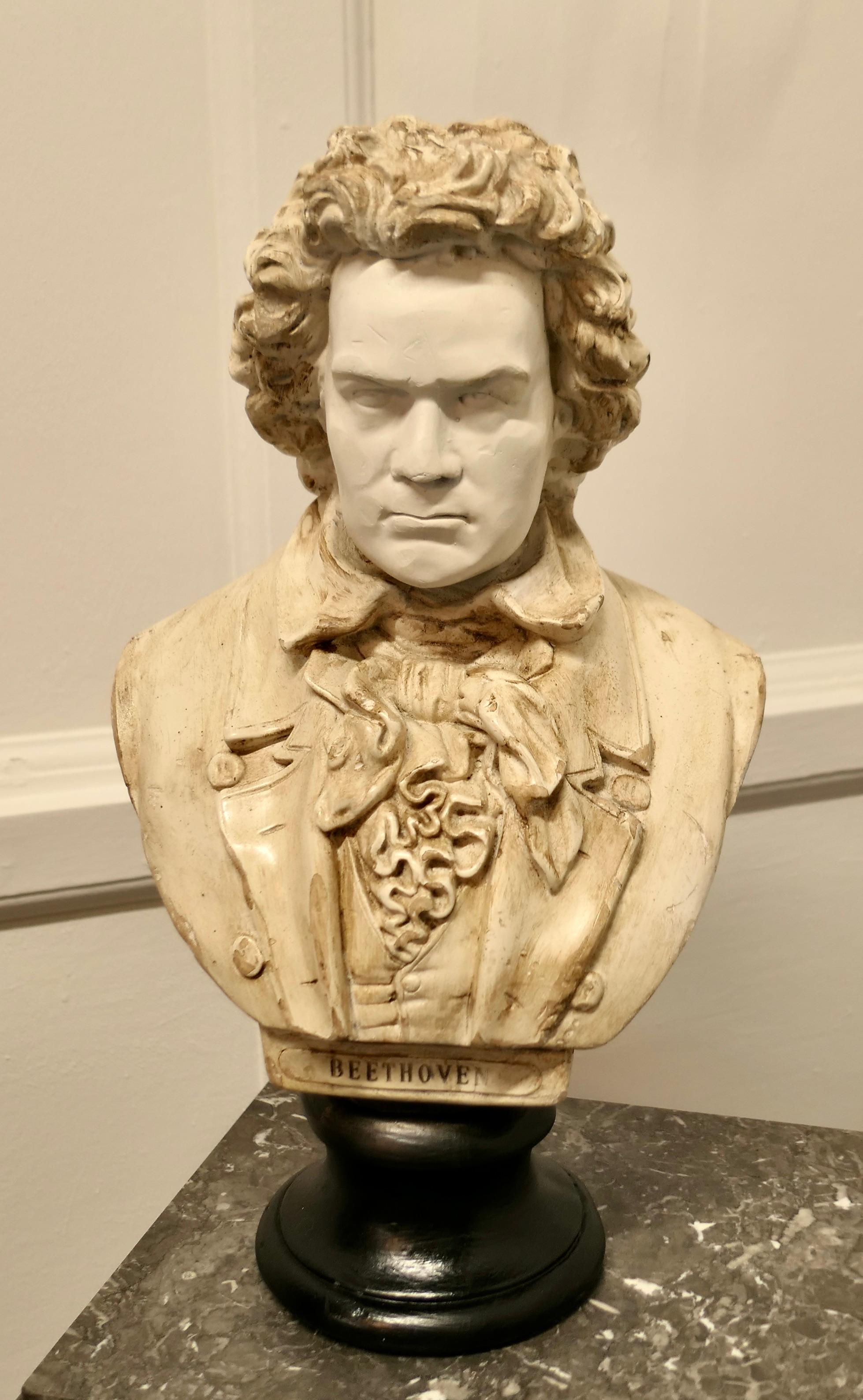 Arts and Crafts Good Aged Bust of Ludwig van Beethoven For Sale
