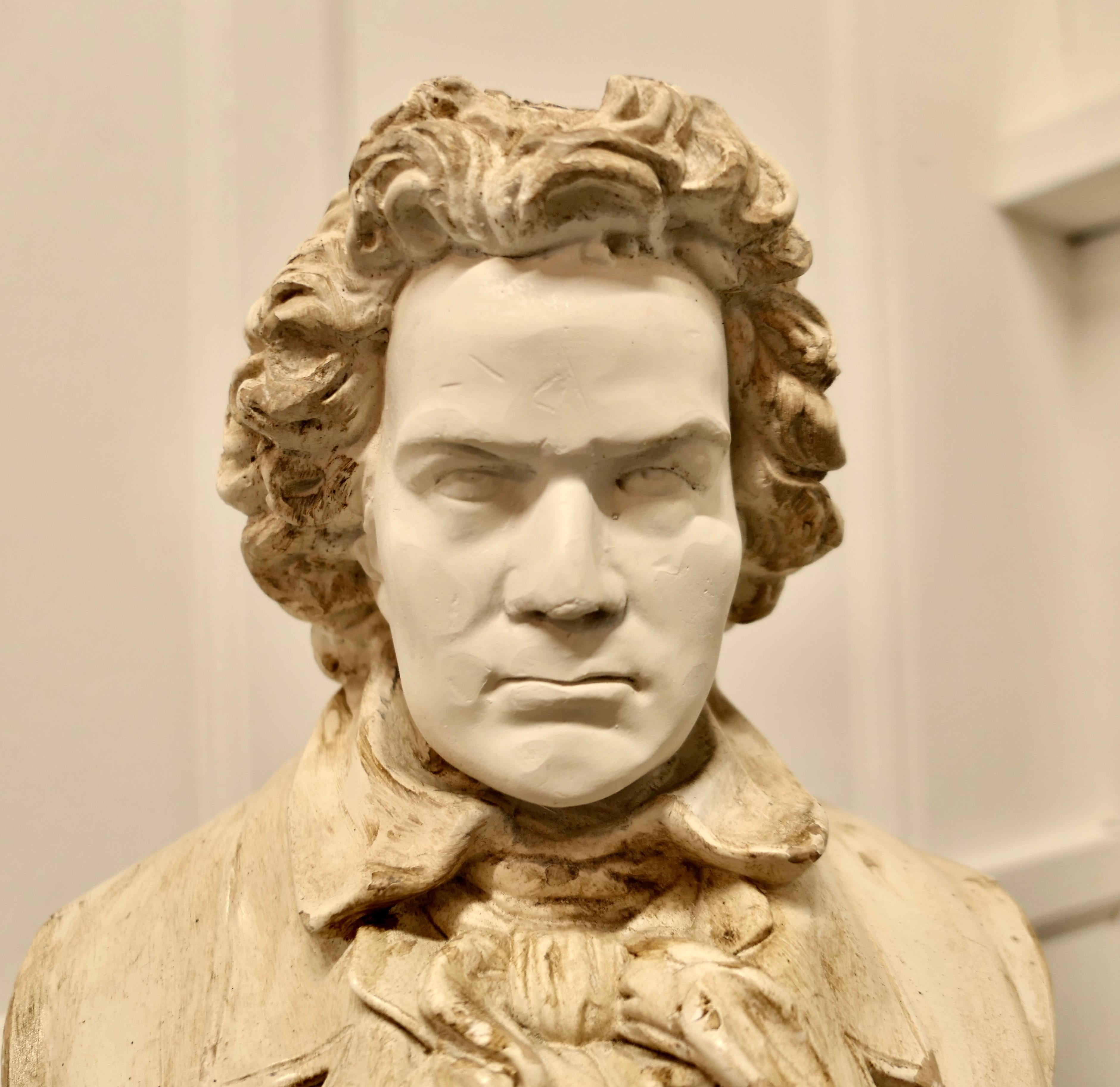 Good Aged Bust of Ludwig van Beethoven In Good Condition For Sale In Chillerton, Isle of Wight