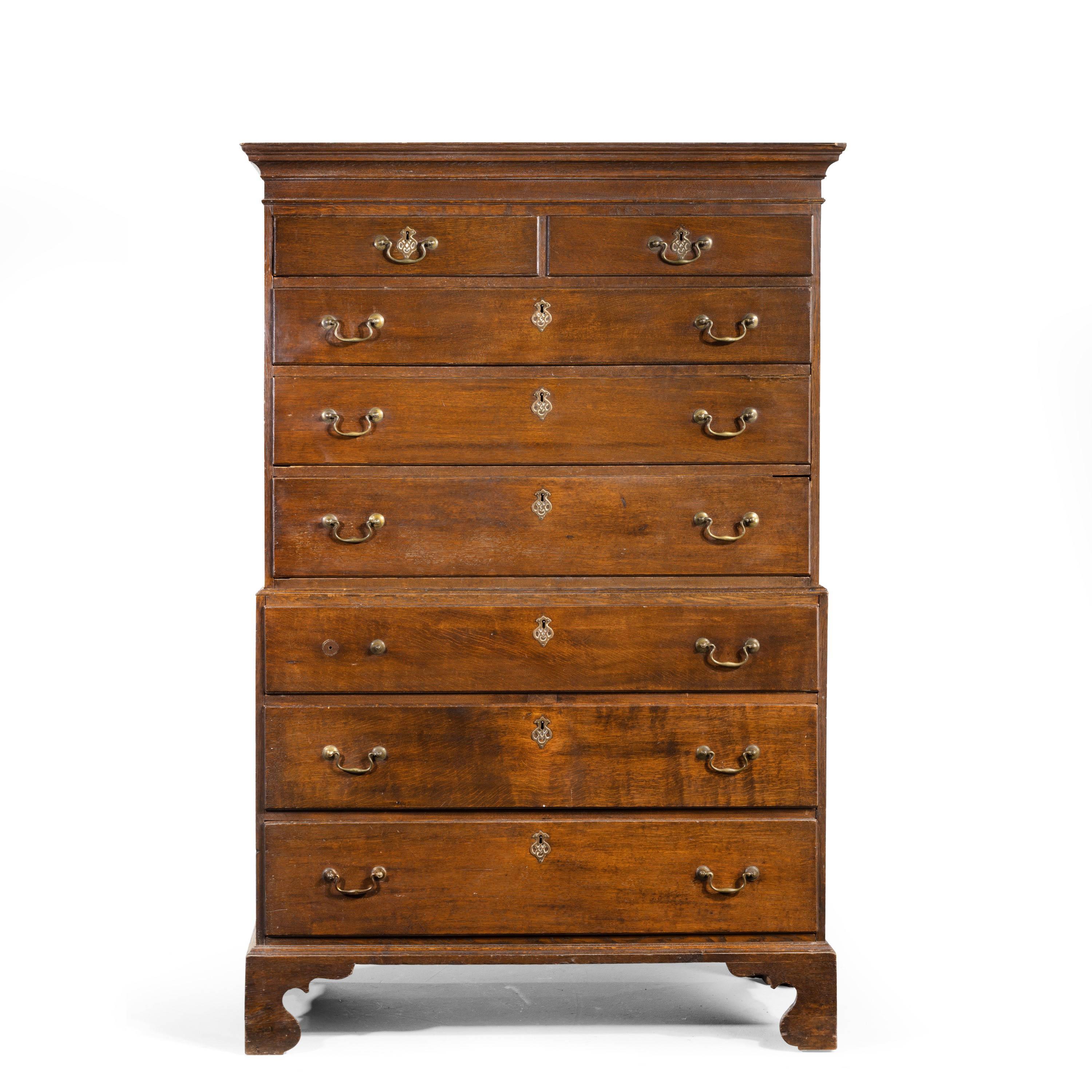 Good and Original George III Period Oak Chest on Chest In Good Condition In Peterborough, Northamptonshire