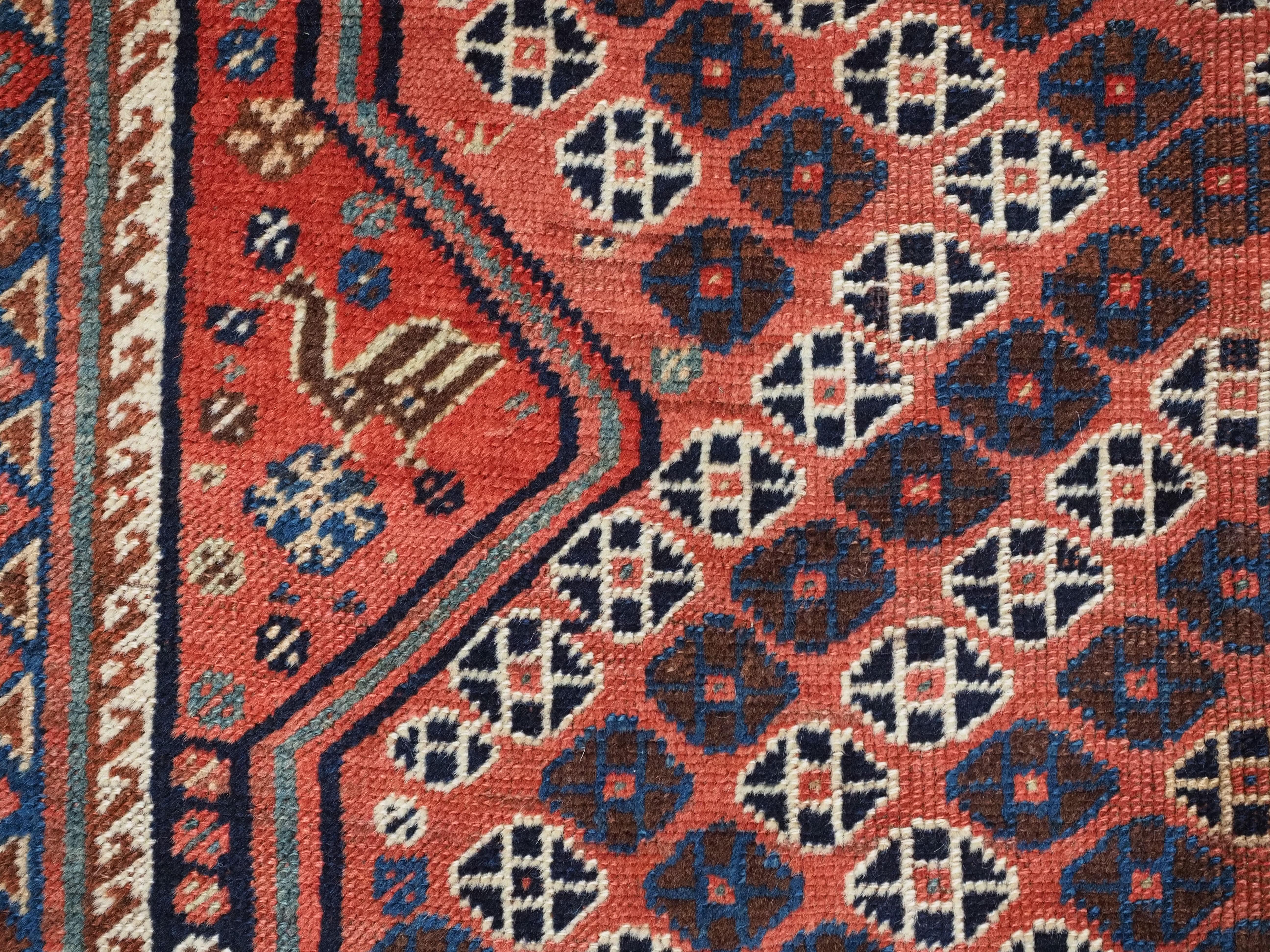 A good Antique Tribal Qashqai rug with diamond lattice design.  Circa 1880. For Sale 6