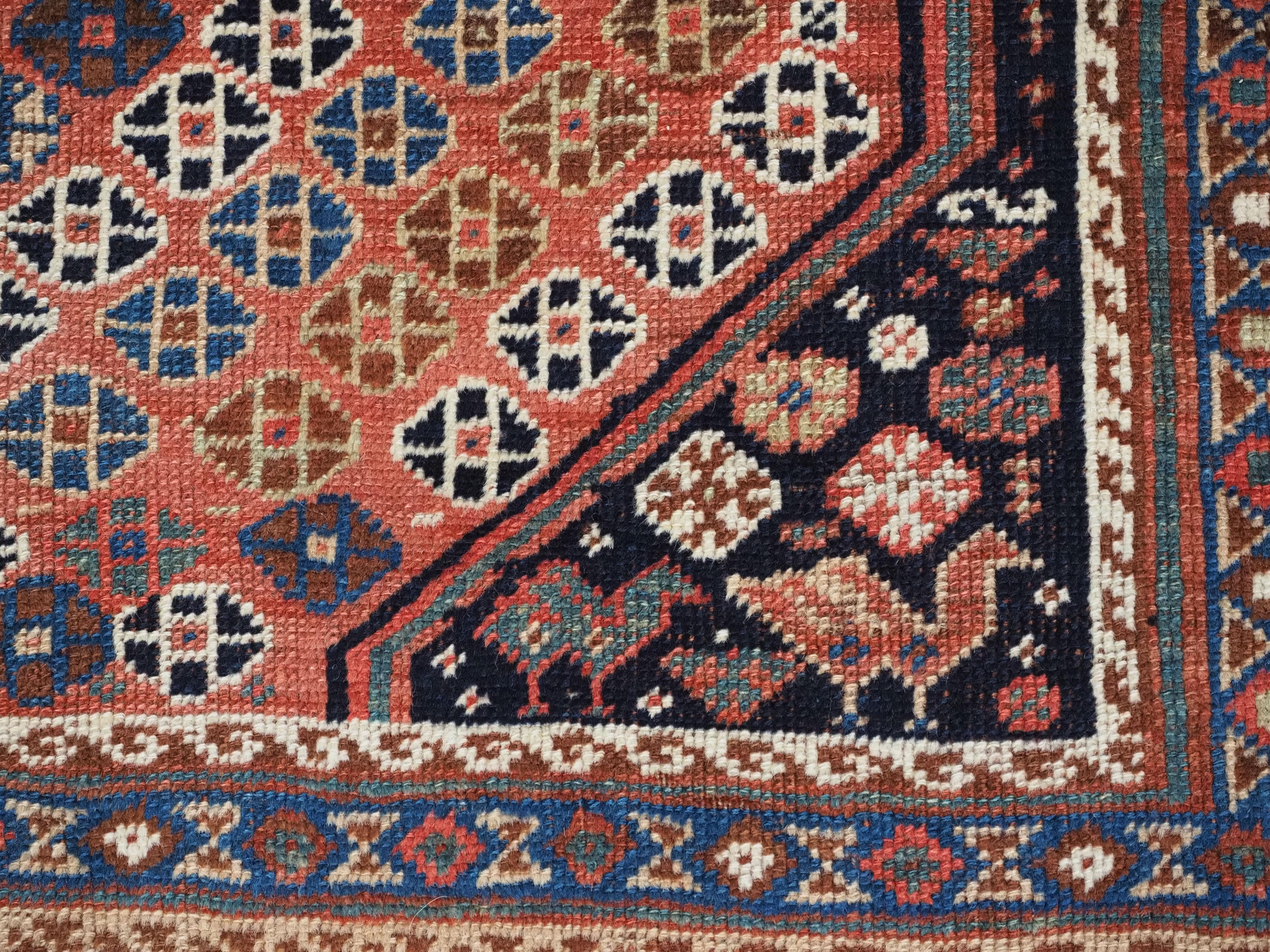 A good Antique Tribal Qashqai rug with diamond lattice design.  Circa 1880. For Sale 8