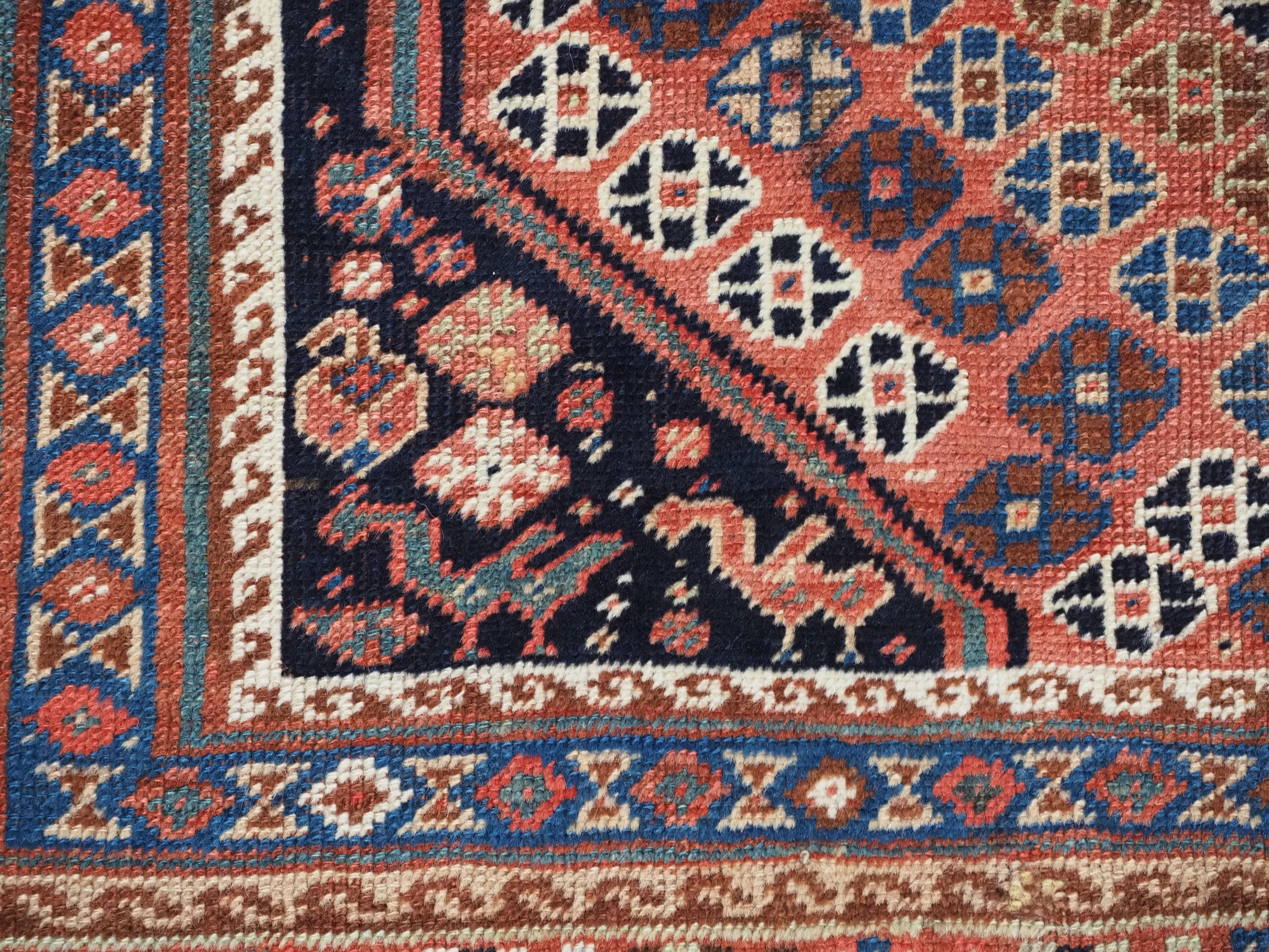 A good Antique Tribal Qashqai rug with diamond lattice design.  Circa 1880. For Sale 9