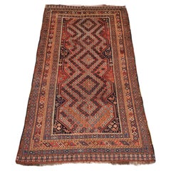 A good Antique Tribal Qashqai rug with diamond lattice design.  Circa 1880.