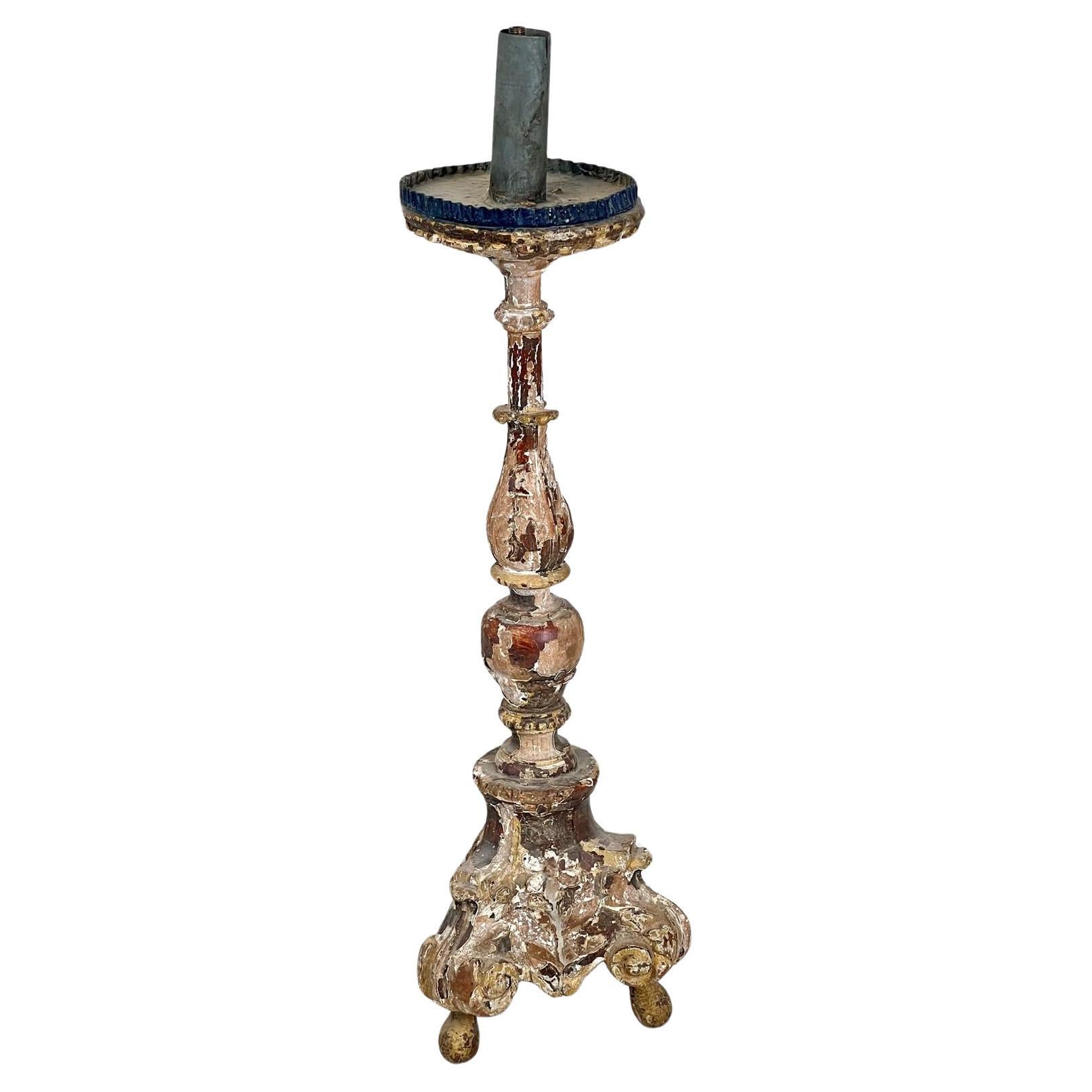 A Good C18th Time Worn Candle Stick For Sale