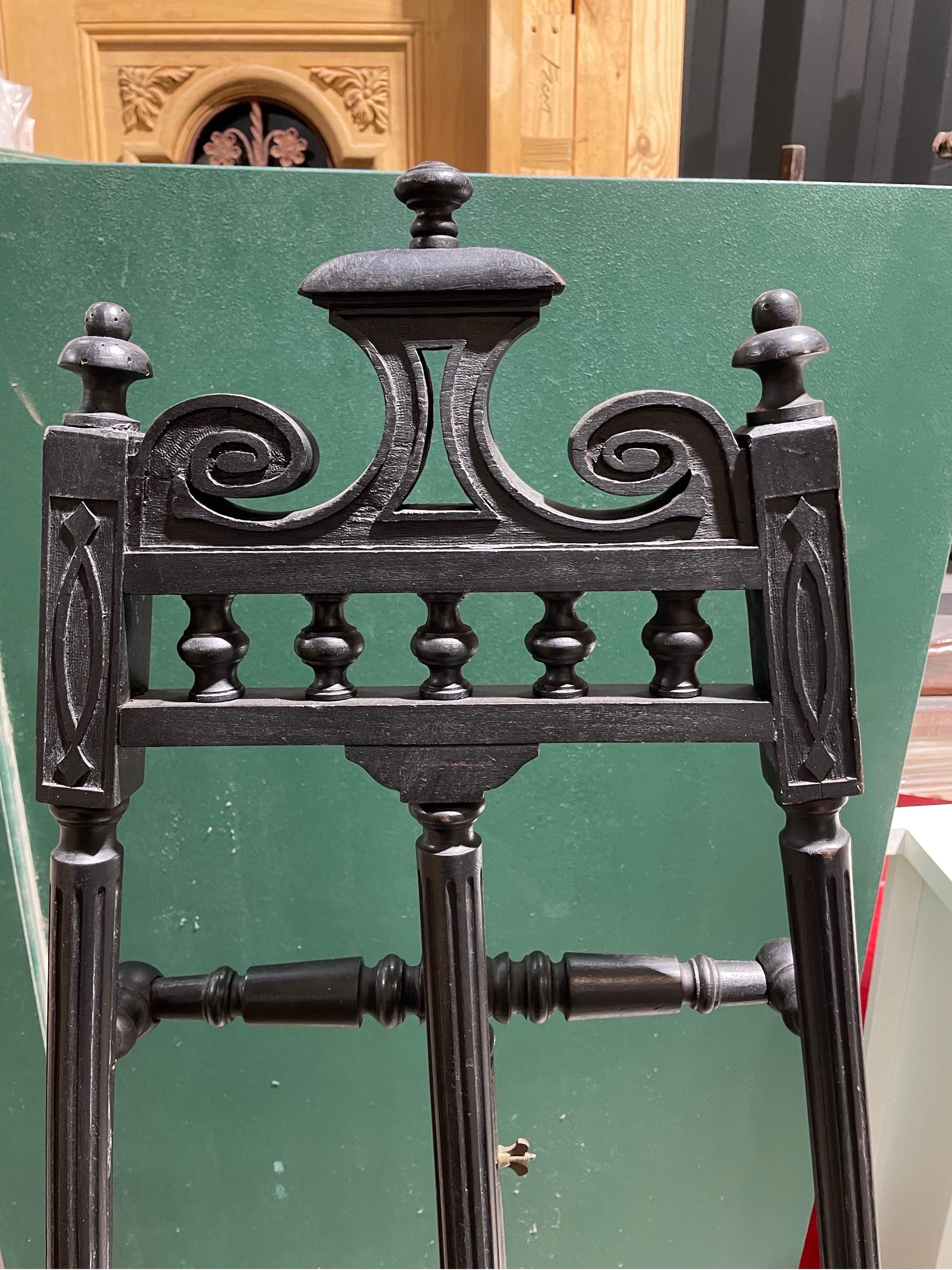 A Good Carved and Ebonised Picture-easle, French Circa 1880

Height: 170 cm Width: 72 cm Depth: 75 cm

Provenance: Private Australian Collection.