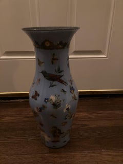 Good Early 19th Century English Decalcomania Tall Balaster Form Vase